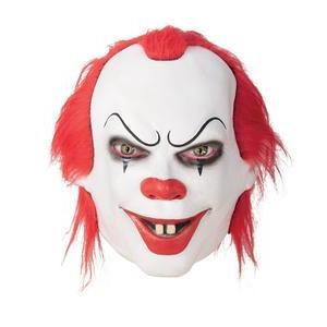 Masque intégral de Clown - L 4 x H 23 x l 20 cm - Blanc, rouge