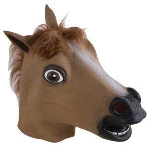 Masque adulte latex intégral cheval - L 47 x H x l 33 cm - Marron - PTIT CLOWN