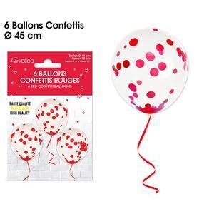 Ballons confettis x 6 rouges
