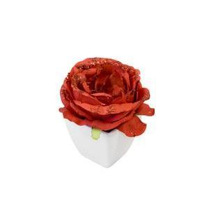 rose pailletee dans pot blanc rouge