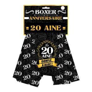 Boxer festif Anniversaire 20aine - L 41.5 cm - Différents âges disponibles - Noir, blanc, jaune