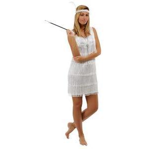 Costume robe Charleston - Taille adulte  - L 53 x H 1 x l 42 cm - Blanc - PTIT CLOWN