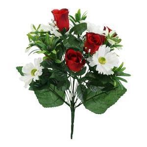 Bouquet boutons de Rose, cosmo et Gypsophiles - H 42 cm - Rose, Rouge