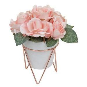 6 Roses en pot à trépied - H 20 cm - Rose