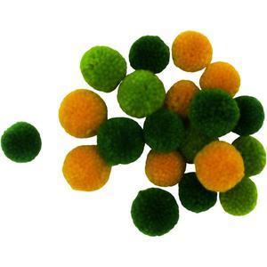 20 pompons en laine - De ø 2.5 à 3 cm par pompon - Différents coloris - Orange, vert