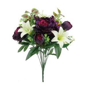 Bouquet de Pivoines et Lys - H 48 cm - Rose, Rouge