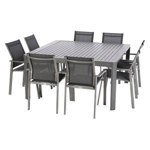 Table extensible Seville - 152/223 x 150 x H 75 cm - Gris graphite - HESPERIDE