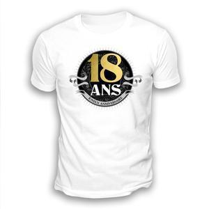 T-shirt coupé homme Anniversaire 18 ans - Taille adulte unique - Différents âges disponibles - Blanc, noir, noir
