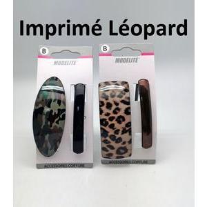 2 barrettes léopard - 1 barrette 8 cm + 1 barrette 6 cm - Différents modèles -Multicolore - MODELITE