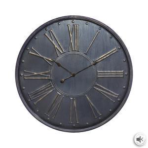Horloge en métal embossé - ø 77 x P 6 cm - Bleu - ATMOSPHERA