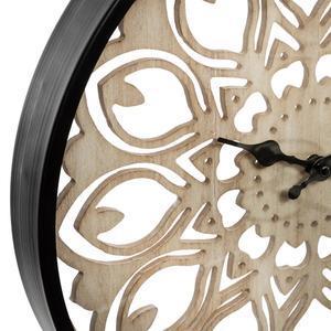 Horloge en bois ajouré - ø 40 x P 4.7 cm - Beige - ATMOSPHERA