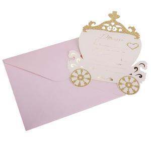 8 invitations de princesse - Rose