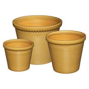 3 pots en céramique Folk - Ø 19.4 à 30.4 cm - Jaune - Atmosphera