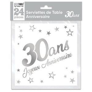 24 serviettes 30 ans - Argent