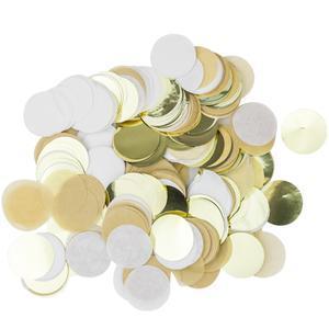 Confettis festifs en papier kraft - ø 3 cm - Or, beige, blanc