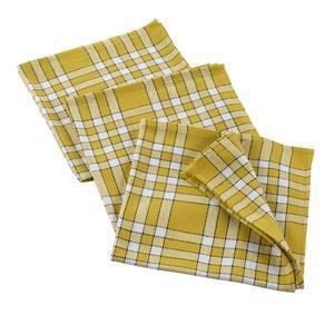 3 serviettes de table à carreaux - 45 x 45 cm - Moutarde