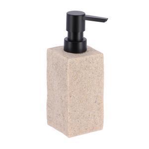 Distributeur de savon aspect pierre - L 6 x H 18 x l 6 cm - Beige