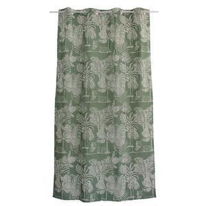 Rideau en coton imprimé Sumatra - 140 x 240 cm - Vert argile