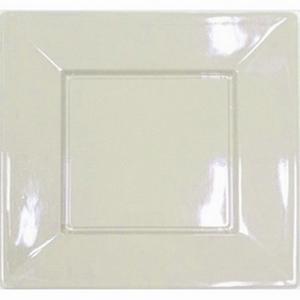 4 assiettes carrées jetables en plastique - 23 x 23 cm - Ivoire