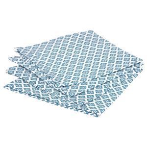 4 serviettes de table en tissu imprimées Tikal - L. 40 x l. 40 cm - Bleu - ATMOSPHERA