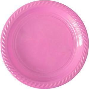 20 assiettes jetables en plastique - Ø 17 cm - Rose