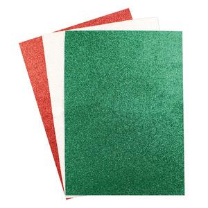 Coupons tissu adhésif pailleté rouge, vert, blanc A5 x 3 pcs