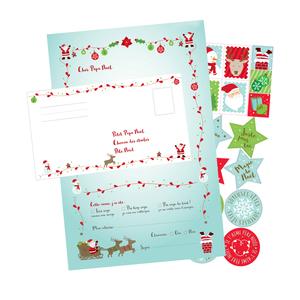 Kit lettre au Père Noël 6 lettres 6 enveloppes 15 stickers