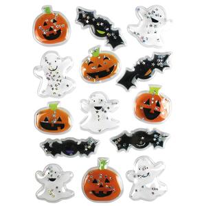 Stickers 3D Halloween pailletés 2,6 à 4,8 cm x 14 pcs