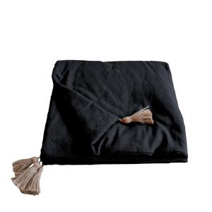 Édredon coton à pompons Half Panama - L 180 x l 90 cm - Différents modèles - Noir