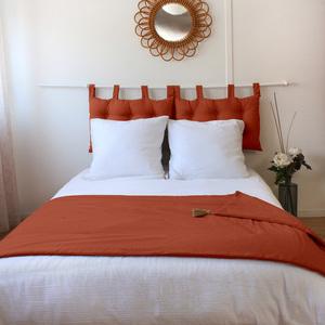 Édredon coton à pompons Half Panama - L 180 x l 90 cm - Différents modèles - Rouge terracotta