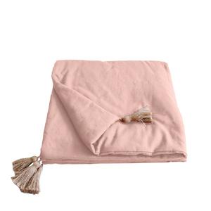 Édredon coton à pompons Half Panama - L 180 x l 90 cm - Différents modèles - Vieux rose